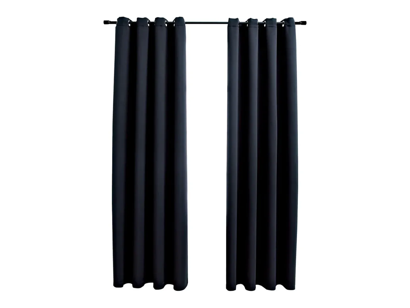 Sale Cortinas opacas con anillas de metal 2 piezas 140x175 cm ES240519 Negro