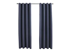 Sale Cortinas opacas con anillas de metal 2 pzs antracita 140x225 cm ES865508 Gris antracita
