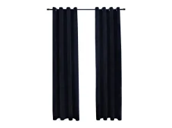 Ropa De Casa-Cortinas opacas con anillas 2 uds terciopelo 140x245 cm ES622416 Negro