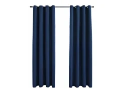 Cortinas opacas con anillas de metal 2 uds 140x225 cm ES179296 Azul Best