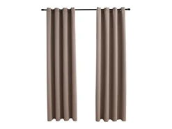 Cortinas opacas con anillas de metal 2 pzs gris 140x175 cm ES990182 Topo