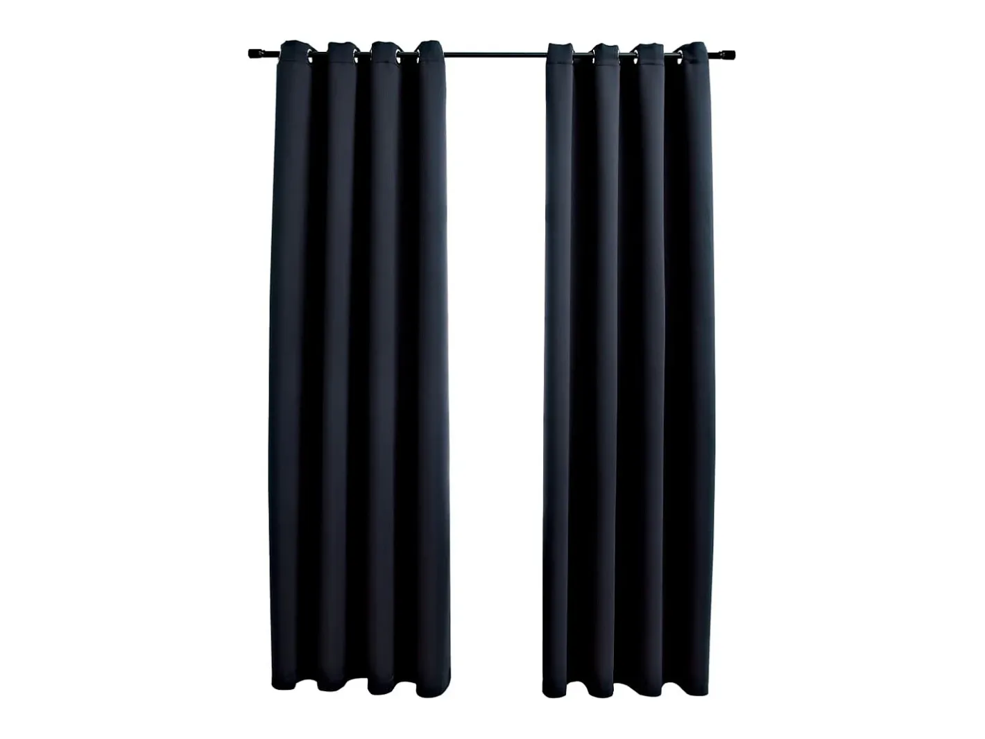 Online Cortinas opacas con anillas de metal 2 piezas 140x245 cm ES287977 Negro