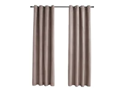 New Cortinas opacas con aros de metal 2 piezas gris 140x245 cm ES354195 Topo
