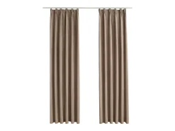 Ropa De Casa-Cortinas opacas con ganchos 2 piezas gris 140x225 cm ES183665 Topo