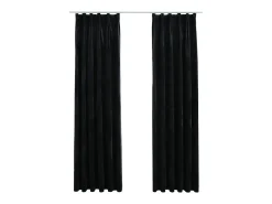 Cortinas opacas con ganchos 2 uds terciopelo 140x245 cm ES697872 Negro Outlet