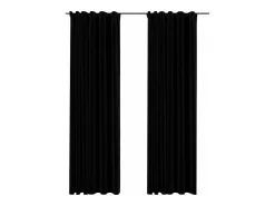 Cortinas opacas con ganchos look de lino 2 pzas 140x225cm ES352479 Negro Hot