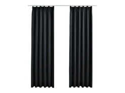Ropa De Casa-Cortinas opacas con ganchos 2 piezas 140x175 cm ES442726 Negro