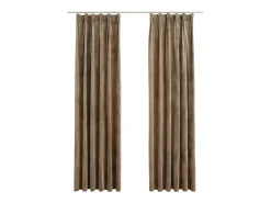 Ropa De Casa-Cortinas opacas con ganchos 2 pzas terciopelo 140x175 cm ES111015 Beige