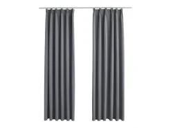 Ropa De Casa-Cortinas opacas con ganchos 2 piezas 140x245 cm ES751038 Gris