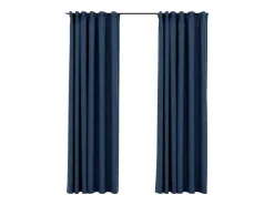 Cortinas opacas con ganchos look de lino 2 pzas 140x245 cm ES982098 Azul