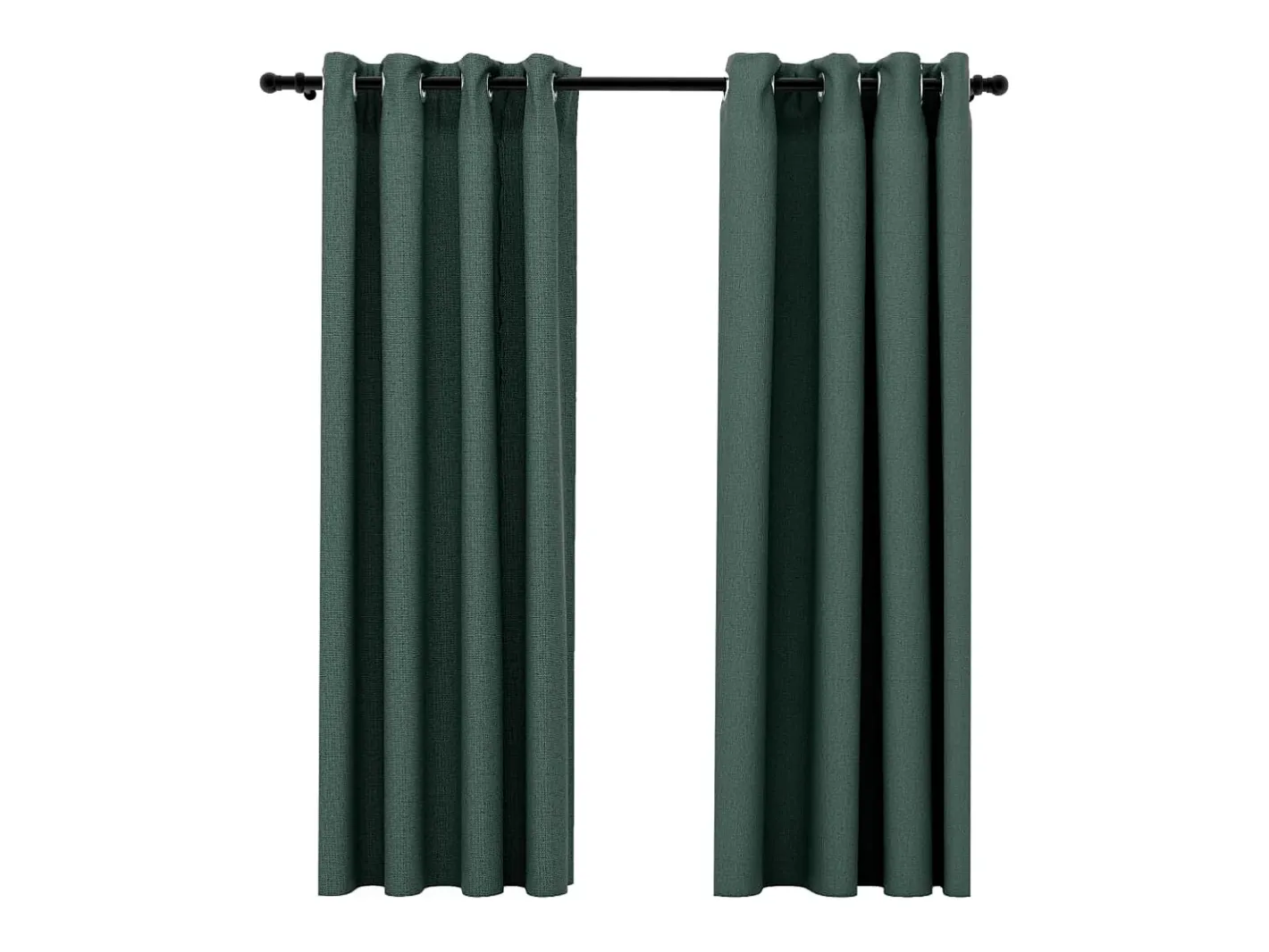 Clearance Cortinas opacas con ojales look de lino 2 pzas 140x175 cm ES325729 Verde