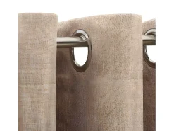 Cortinas opacas con ojales look de lino 2 pzas 140x175 cm ES864413 Beige Best