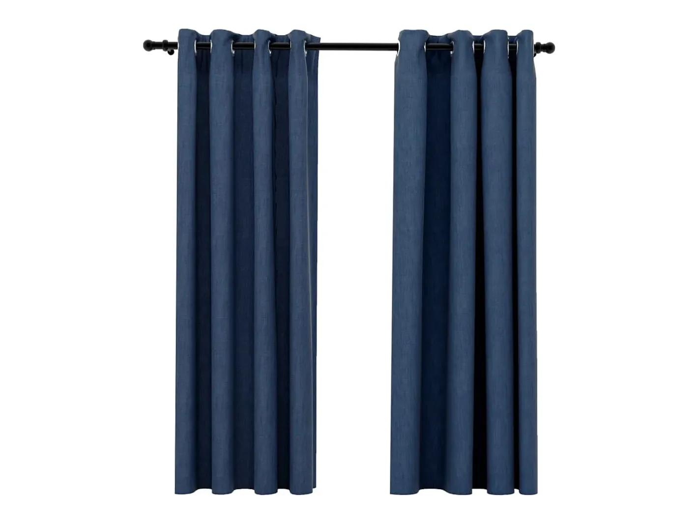 Ropa De Casa-Cortinas opacas con ojales look de lino 2 pzas 140x175 cm ES813762 Azul