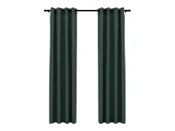 Cortinas opacas con ojales look de lino 2 pzas 140x245 cm ES709708 Verde New