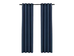 Cortinas opacas con ojales look de lino 2 pzas 140x225 cm ES170742 Azul New