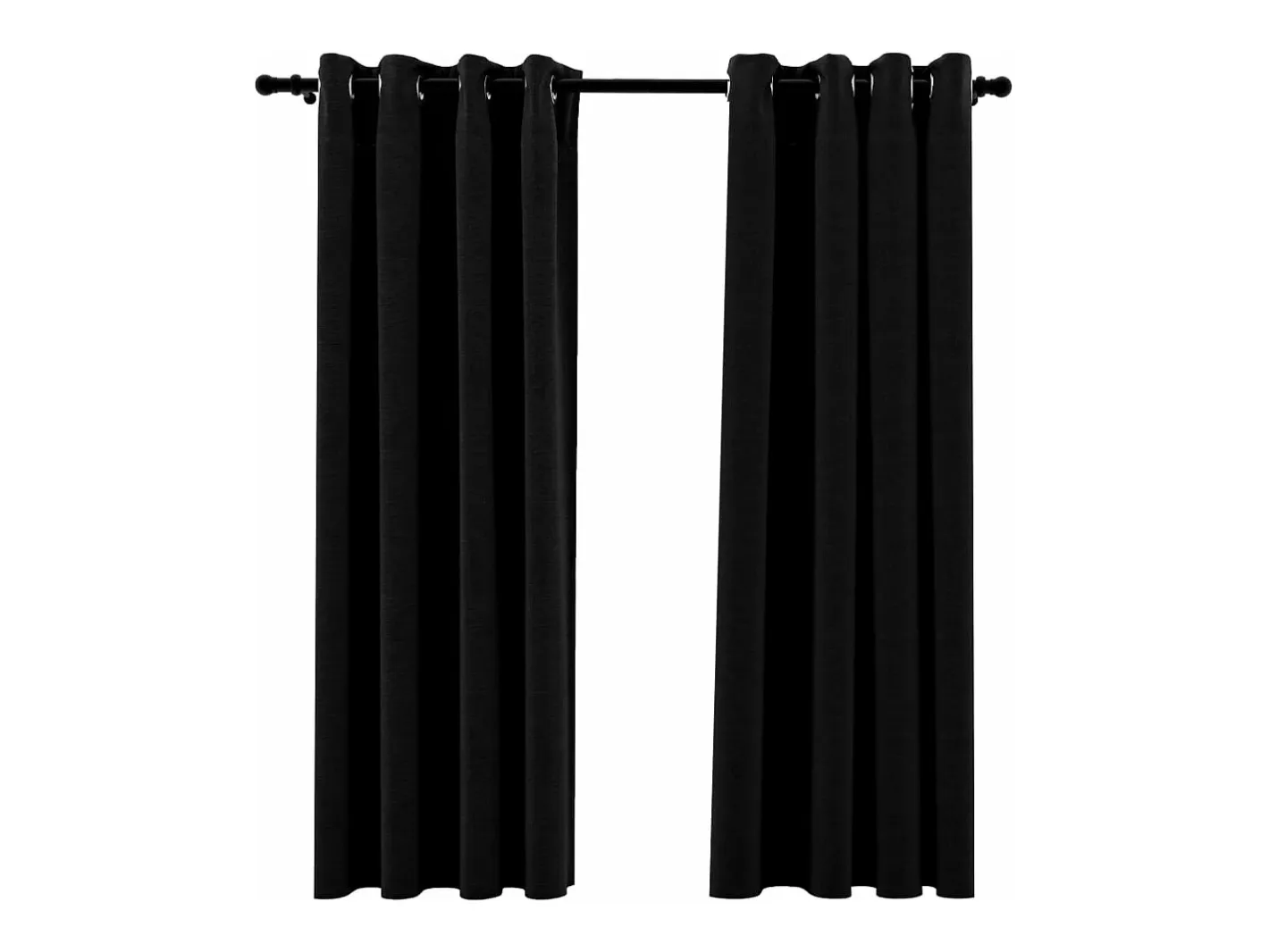 Cortinas opacas con ojales look de lino 2 pzas 140x175 cm ES496840 Negro Discount
