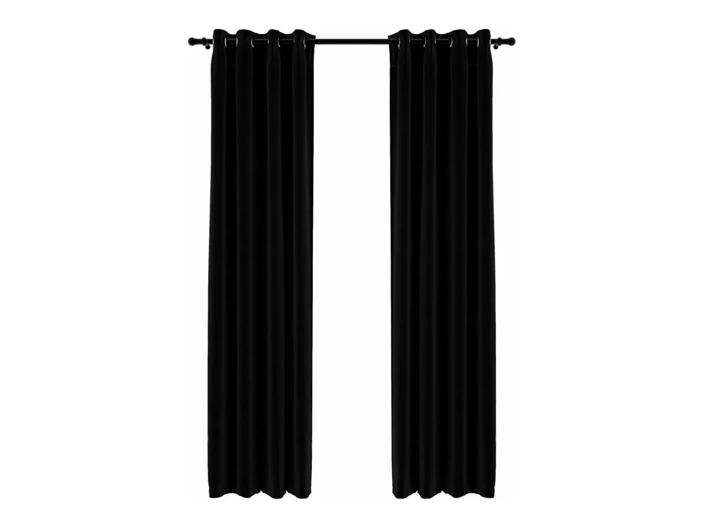 Cortinas opacas con ojales look de lino 2 pzas 140x245 cm ES380968 Negro