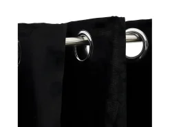 Cortinas opacas con ojales look de lino 2 pzas 140x245 cm ES380968 Negro