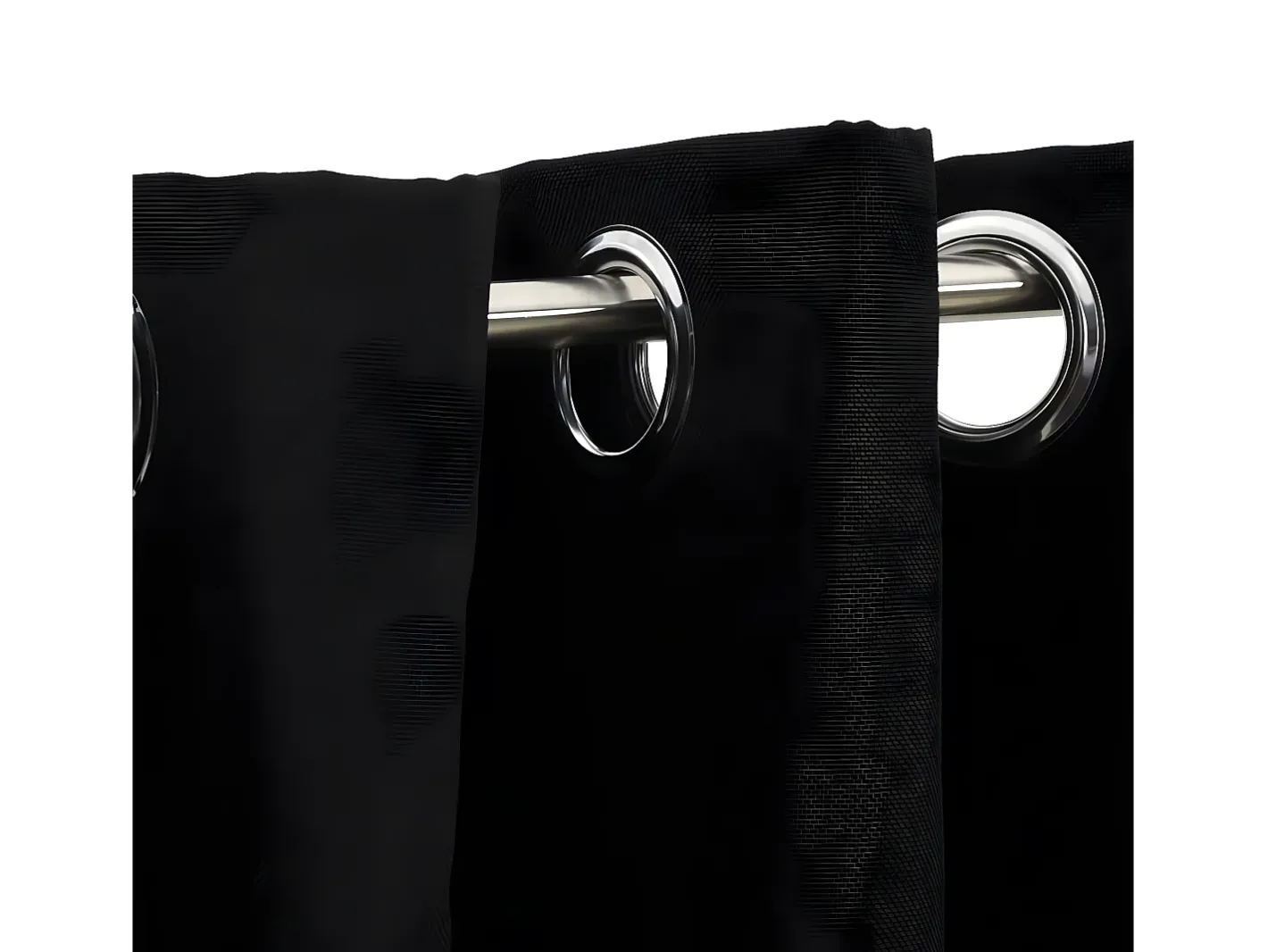 Cortinas opacas con ojales look de lino 2 pzas 140x245 cm ES380968 Negro