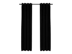 Ropa De Casa-Cortinas opacas con ojales look de lino 2 pzas 140x225 cm ES369182 Negro