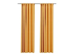 Cortinas opacas ganchos look de lino 2 pzas 140x225 cm ES657008 Amarillo Clearance