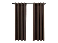 Ropa De Casa-Cortinas opacas ojales look de lino 2 pzas gris 140x175 cm ES492382 Topo