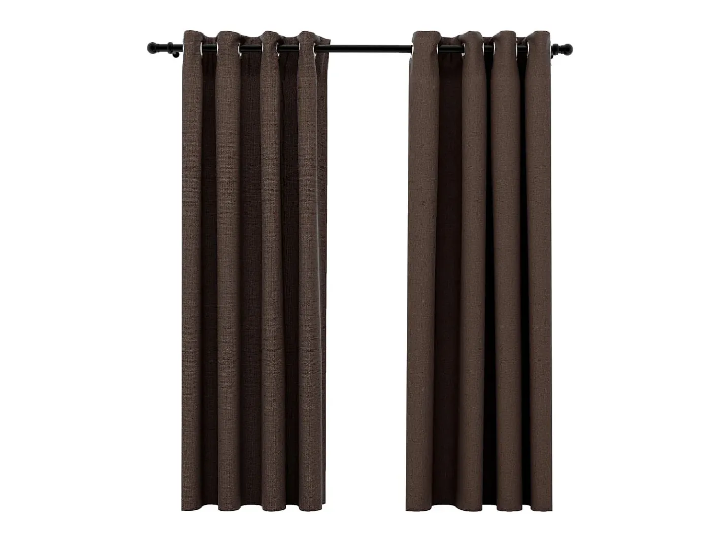 Ropa De Casa-Cortinas opacas ojales look de lino 2 pzas gris 140x175 cm ES492382 Topo