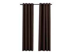 Clearance Cortinas opacas ojales look de lino 2 pzas gris 140x245 cm ES193458 Topo