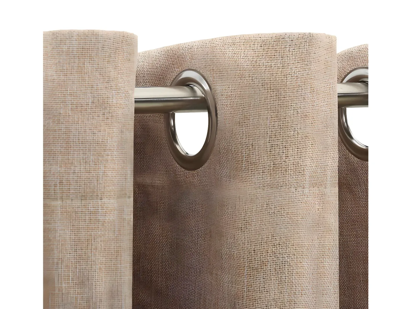 Ropa De Casa-Cortinas opacas ojales look de lino 2 pzas 140x245 cm ES506361 Beige