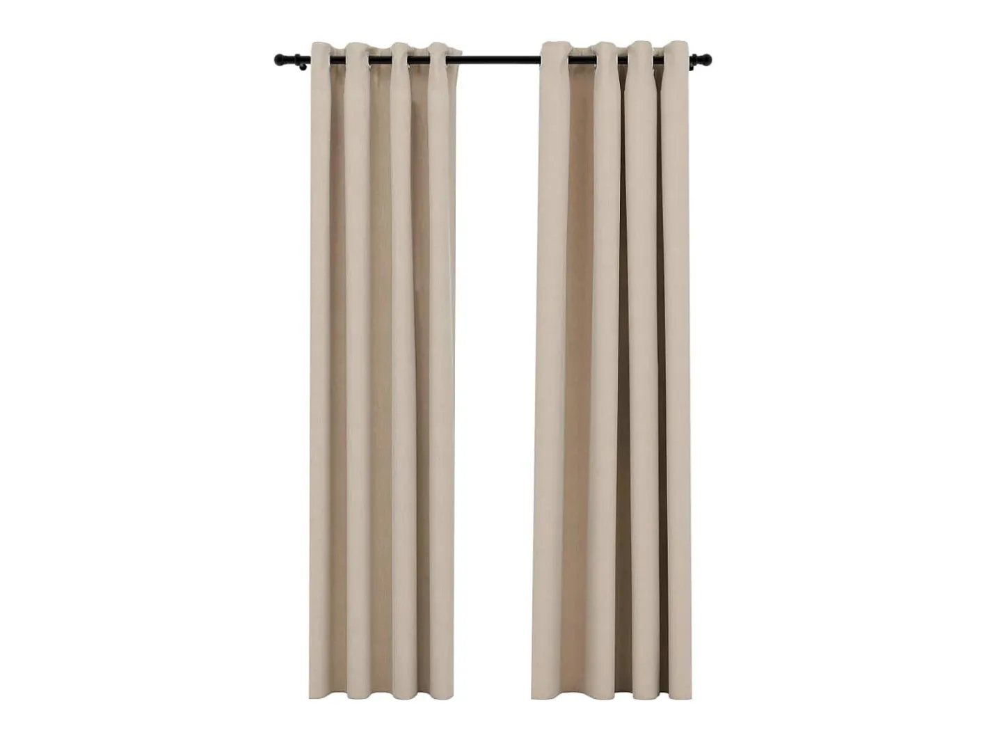 Ropa De Casa-Cortinas opacas ojales look de lino 2 pzas 140x245 cm ES506361 Beige