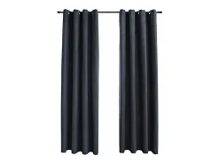 Hot Cortinas opacas y aros de metal 2 pzs 140x225 cm ES640254 Gris antracita