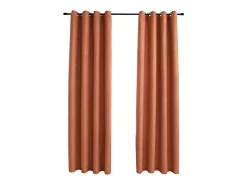 Hot Cortinas opacas y aros de metal 2 piezas color óxido 140x245 cm ES325168 Topo