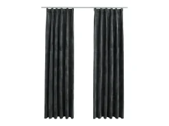 Outlet Cortinas opacas y ganchos 2 pzas terciopelo antracita 140x175cm ES957268 Gris antracita