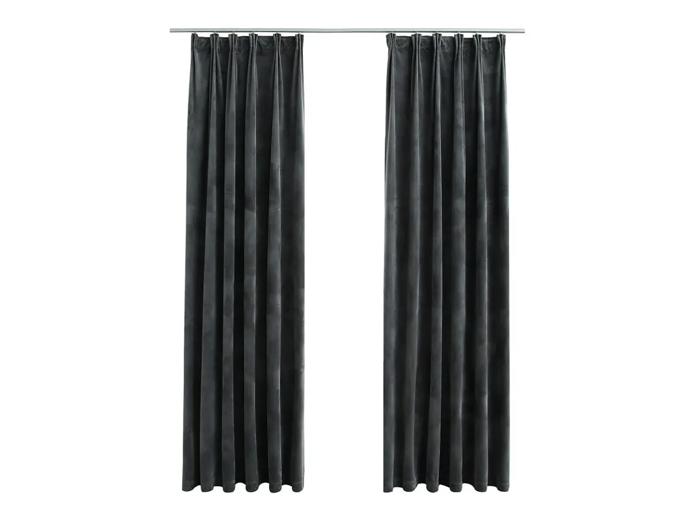 Cortinas opacas y ganchos 2 pzas terciopelo antracita 140x225cm ES514853 Gris antracita Outlet