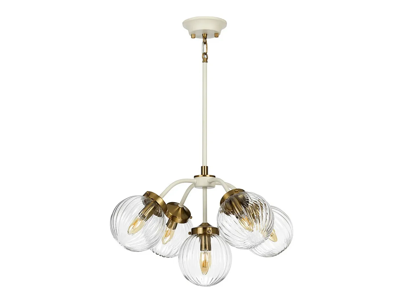 Lámpara Suspendida-Cosmos Retro 5 Light Pendant Globe Glass Shades Beige
