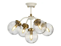 Lámpara Suspendida-Cosmos Retro 5 Light Pendant Globe Glass Shades Beige