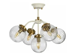 Lámpara Suspendida-Cosmos Retro 5 Light Pendant Globe Glass Shades Beige