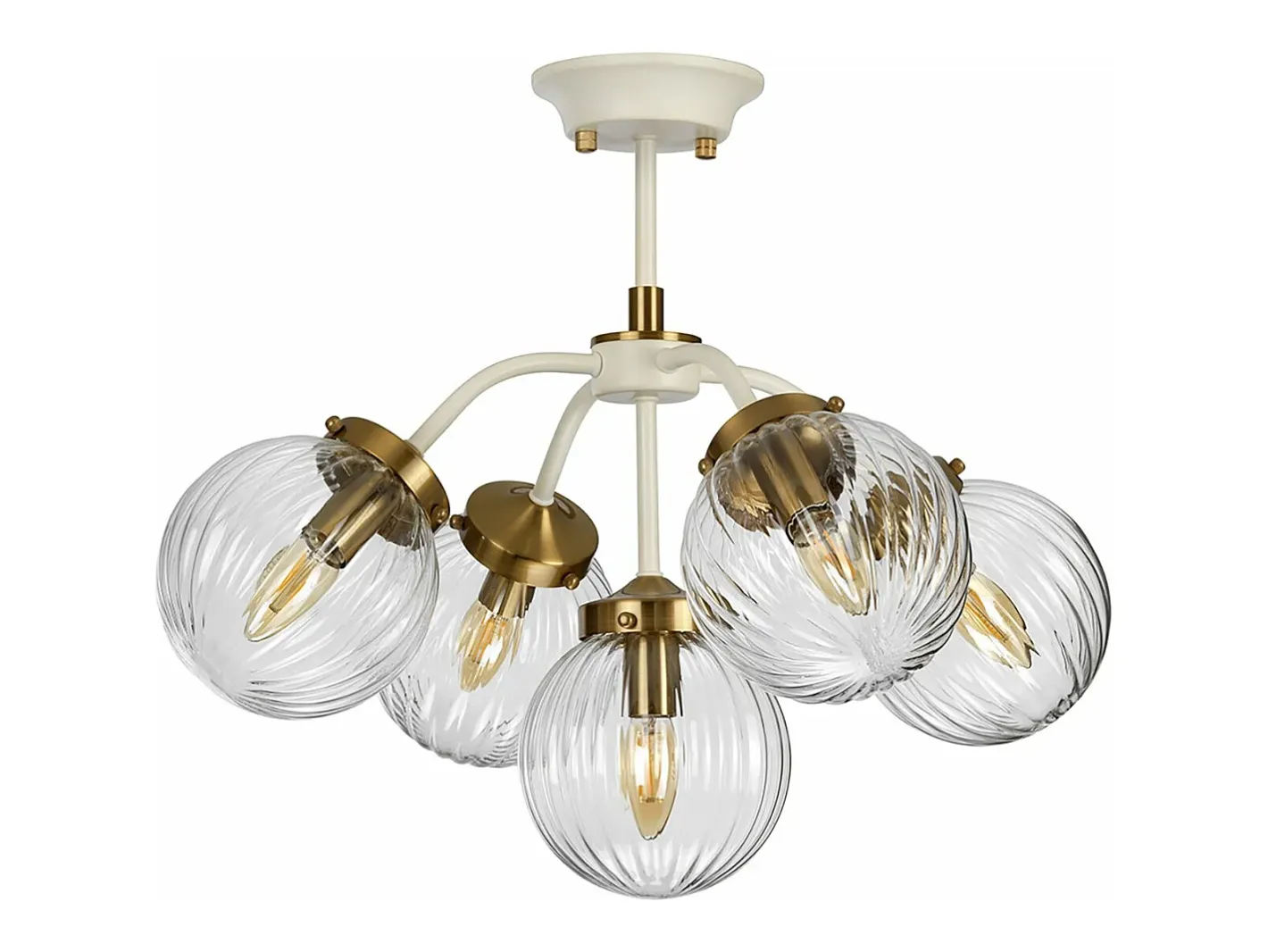 Lámpara Suspendida-Cosmos Retro 5 Light Pendant Globe Glass Shades Beige