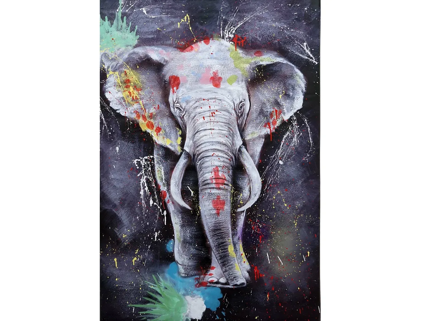 Best MCW Cuadro al óleo Elefante -H25 pintado a mano, 120x80cm Multicolor
