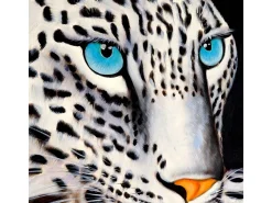 New MCW Cuadro al óleo Leopardo blanco pintado a mano Multicolor