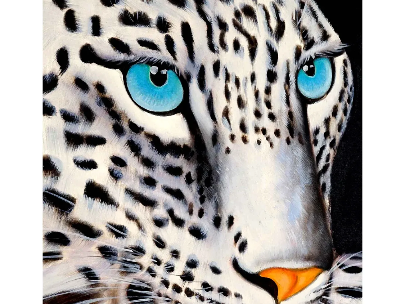 New MCW Cuadro al óleo Leopardo blanco pintado a mano Multicolor
