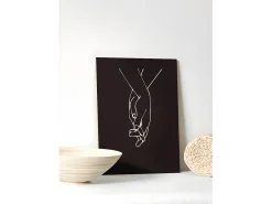 DECOWOOD Cuadro-Cuadro de madera Black Hands Negro