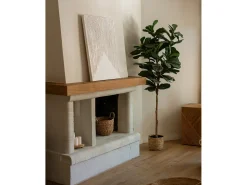 Online DECOWOOD Cuadro decorativo sobre lienzo de algodón con marco de madera negro pintado artesanalmente con pintura al oleo de 80x100cm - ADRIANA - Beige