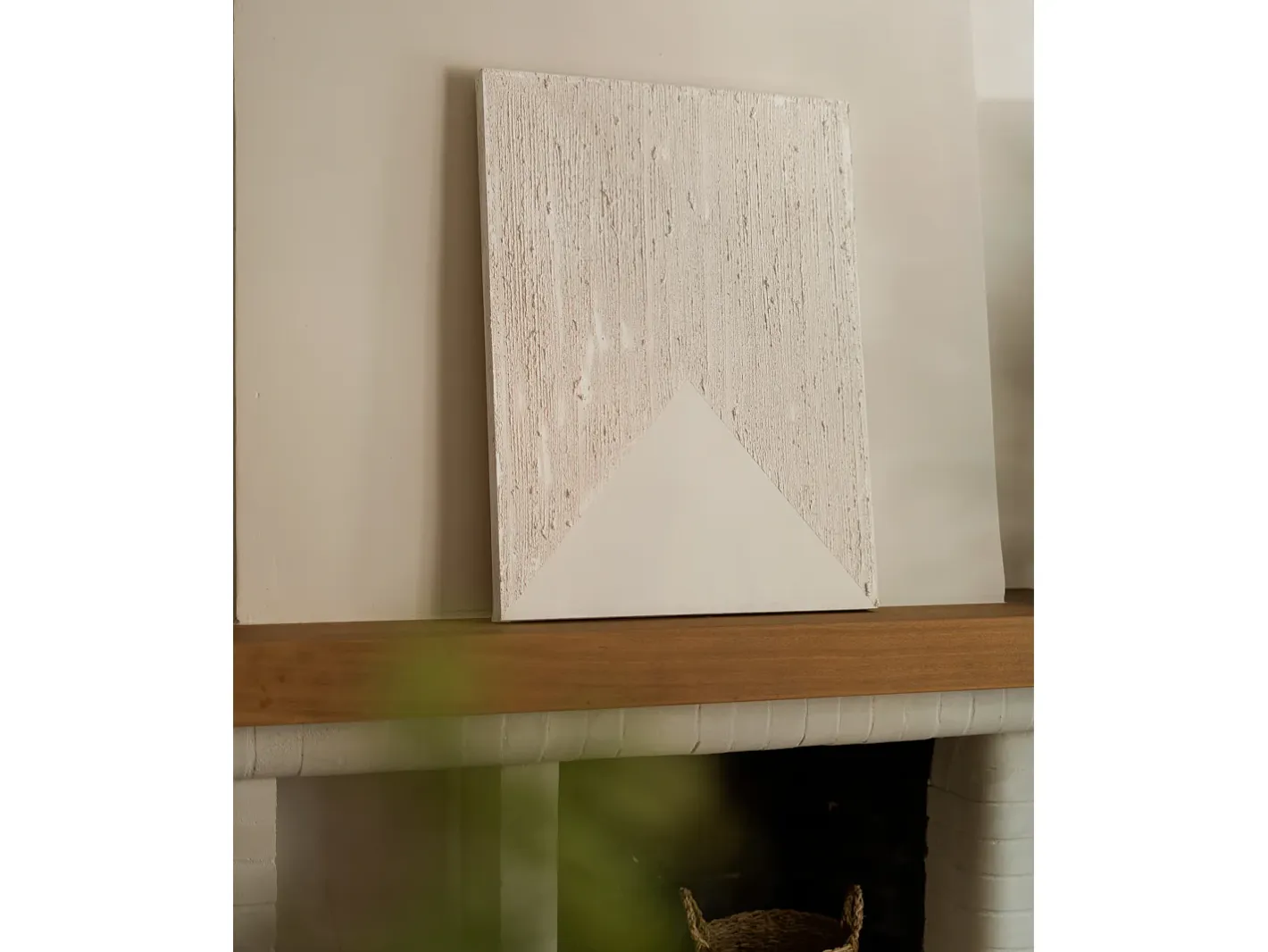DECOWOOD Cuadro-Cuadro decorativo sobre lienzo de algodón con marco de madera negro pintado artesanalmente con pintura al oleo de 60x80cm - ADRIANA - Beige