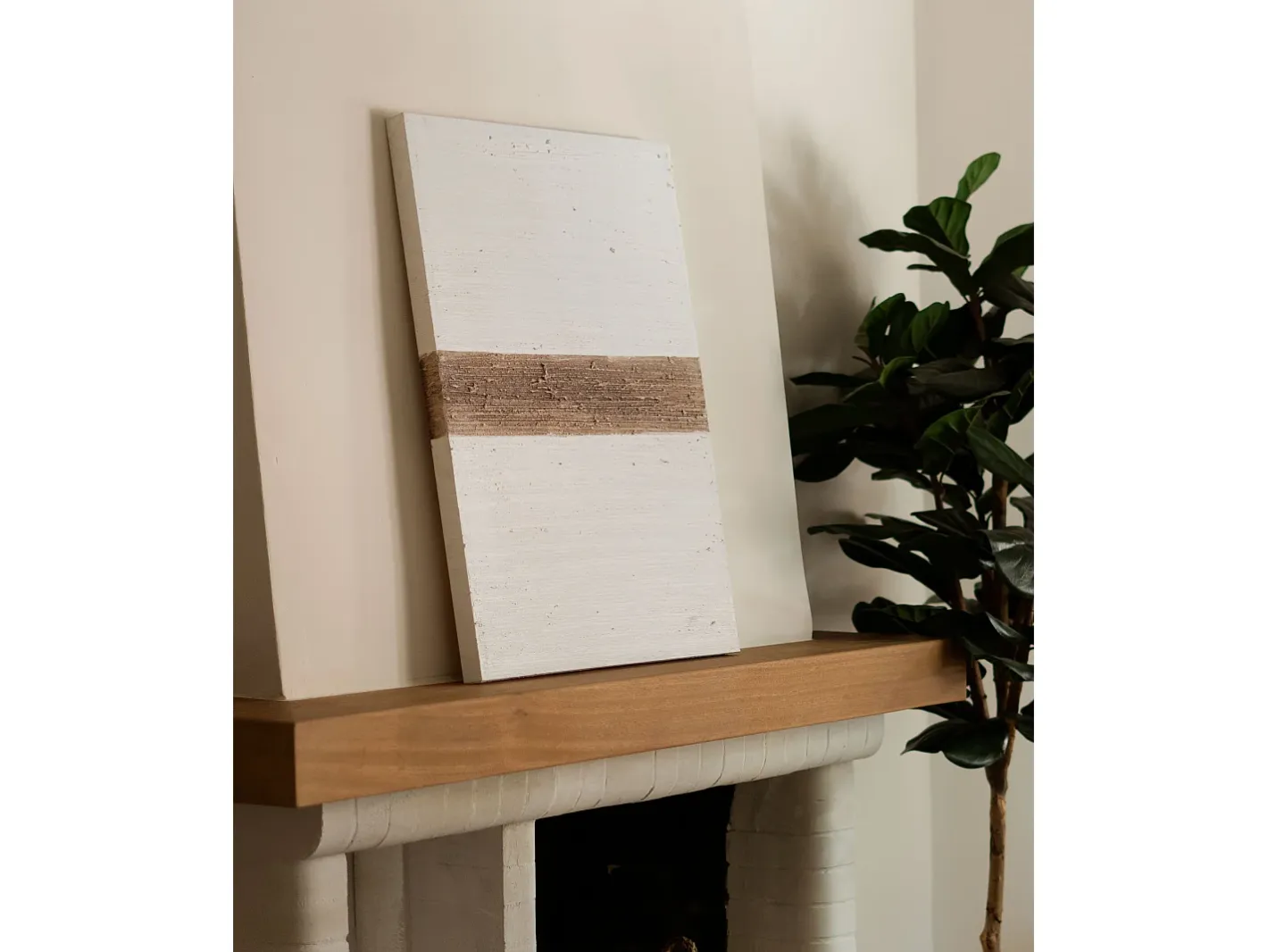 DECOWOOD Cuadro-Cuadro decorativo sobre lienzo de algodón con marco de madera marrón claro pintado artesanalmente con pintura al oleo de 60x80cm - BRISA - Multicolor