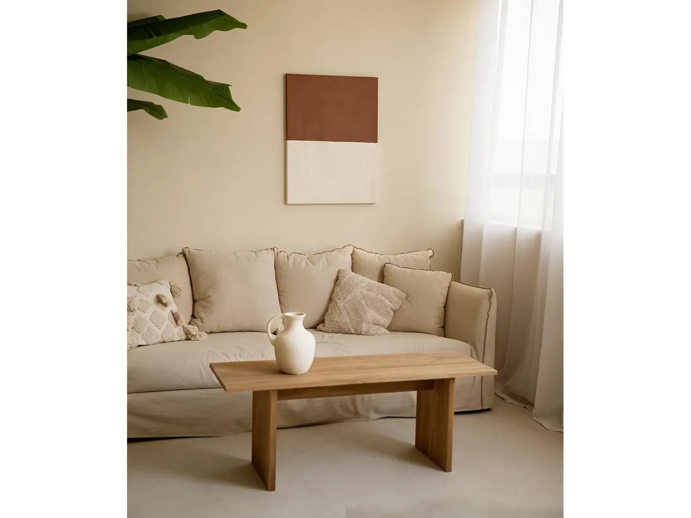 Sale DECOWOOD Cuadro decorativo sobre lienzo de algodón con marco de madera blanco pintado artesanalmente con pintura al oleo de 100x150cm - MARINA - Multicolor