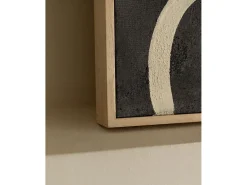 DECOWOOD Cuadro decorativo sobre lienzo de algodón con marco de madera negro pintado artesanalmente con pintura al oleo de 80x100cm - SILVANA - Multicolor