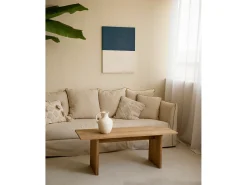 DECOWOOD Cuadro-Cuadro decorativo sobre lienzo de algodón con marco de madera blanco pintado artesanalmente con pintura al oleo de 80x100cm - MARINA - Multicolor