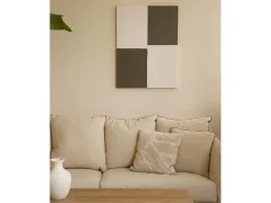 Outlet DECOWOOD Cuadro decorativo sobre lienzo de algodón con marco de madera blanco pintado artesanalmente con pintura al oleo de 60x80cm - PRISMA - Multicolor