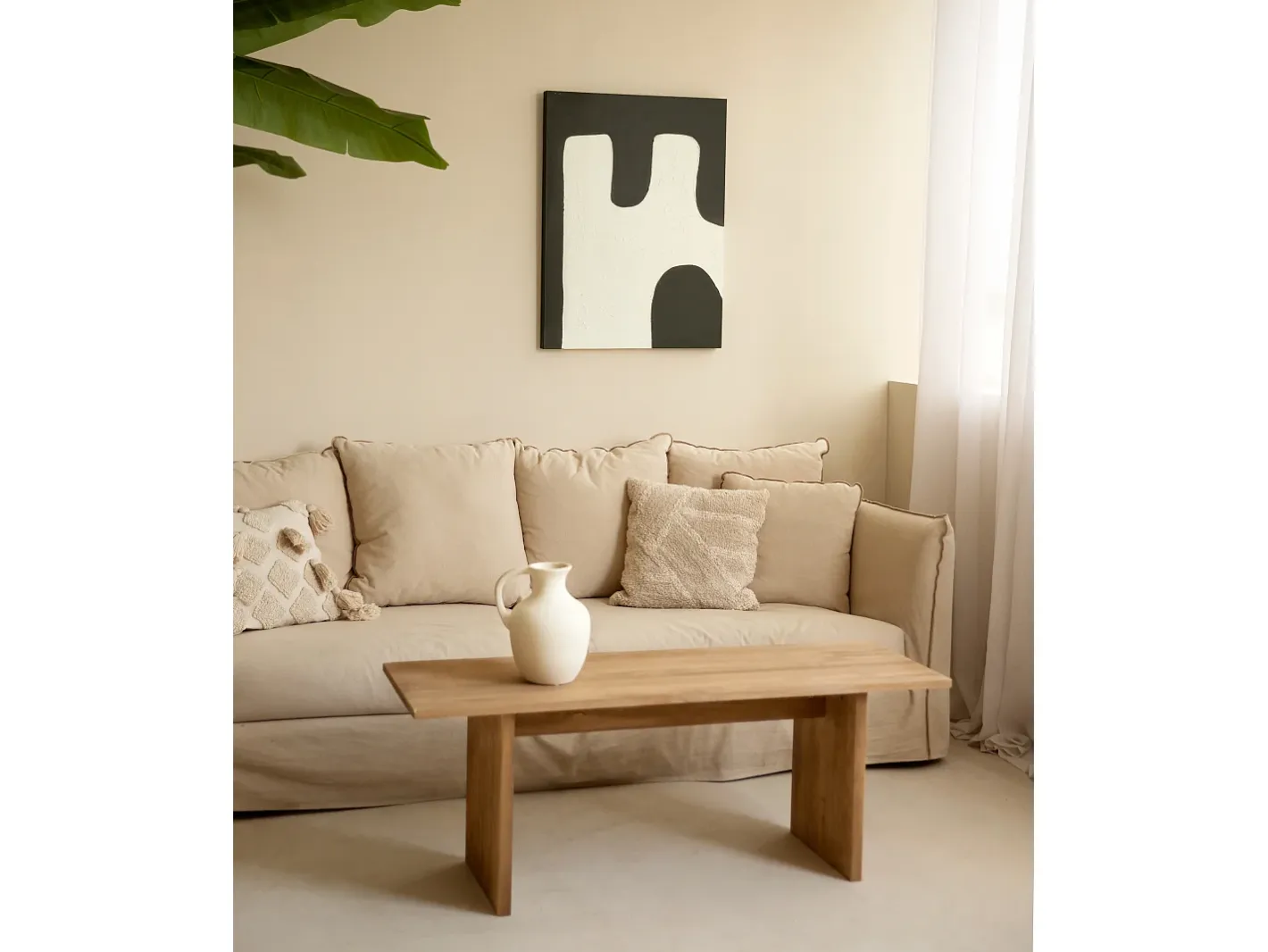 Sale DECOWOOD Cuadro decorativo sobre lienzo de algodón con marco de madera marrón oscuro pintado artesanalmente con pintura al oleo de 100x150cm - KIKA - Multicolor